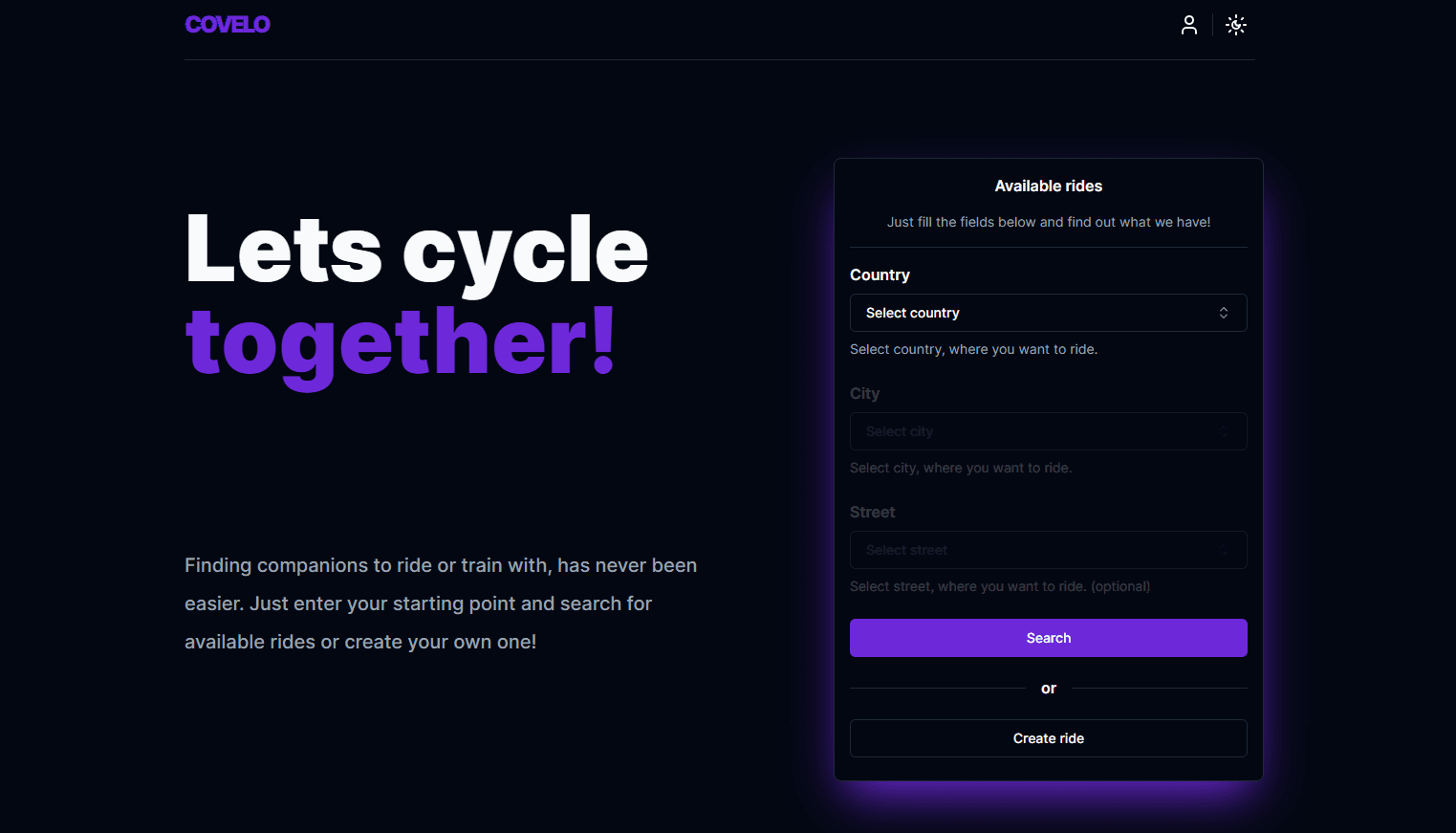 Covelo app desktop image